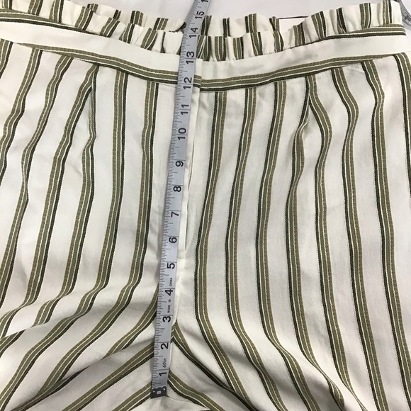 Express NWT Paperbag Waist Striped Ankle Pants High Rise Ivory Green 14R - Picture 8 of 13